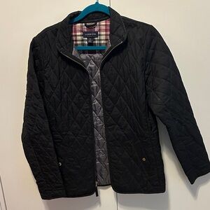 Lands' End Black and Teal Quilted Jacket